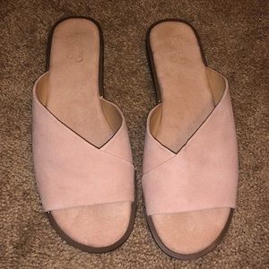 Franco Sarto Blush Suede Slide Sandals - Size 8